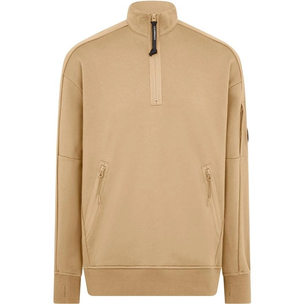 CP Company Lens Arm Quarter Zip Sweatshirt - Beige